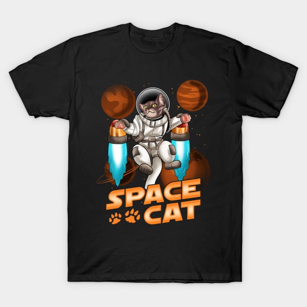 Cute Space Cat Adorable Kitty Astronaut T-Shirt by theperfectpresents